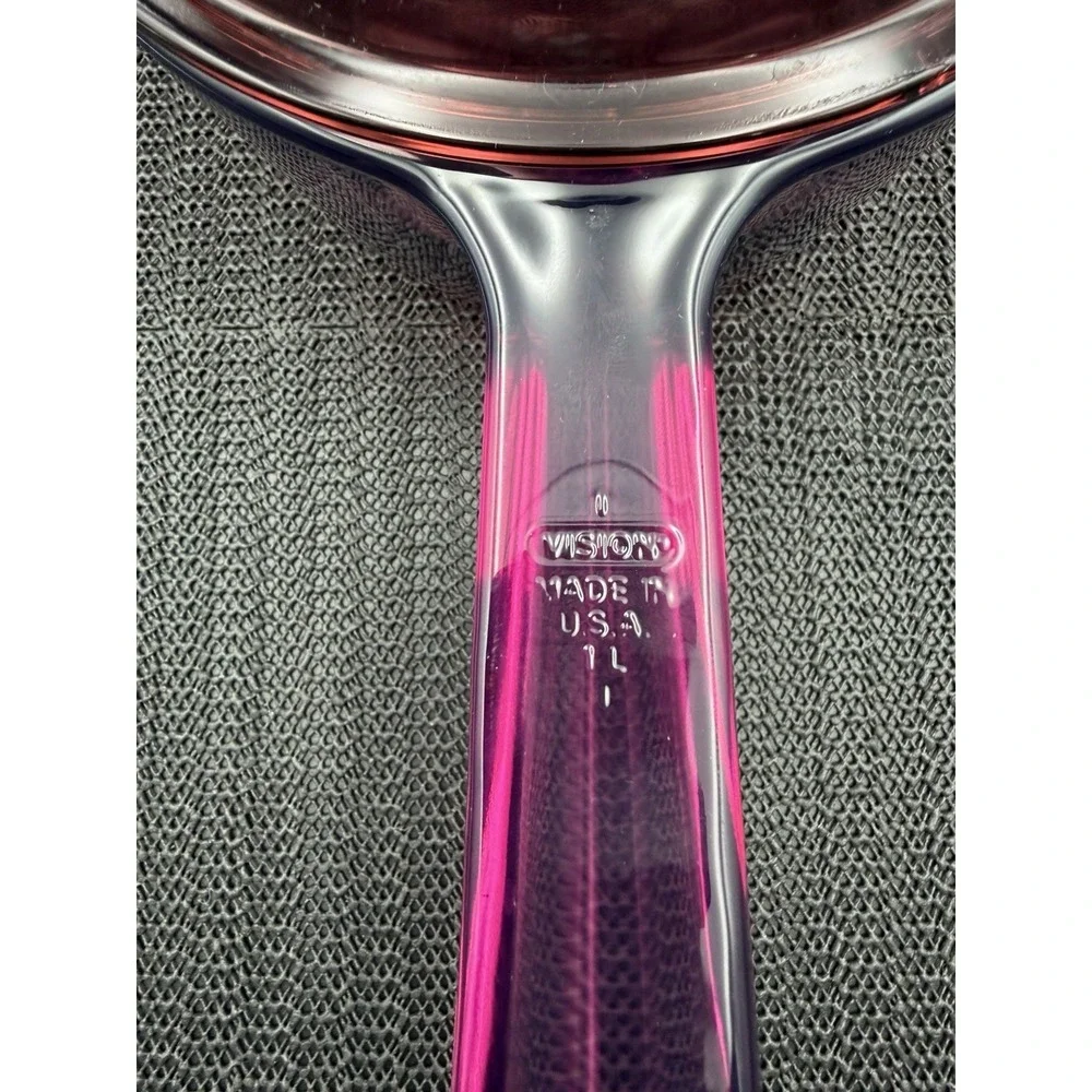 Corning Visions Cranberry 1L Saucepan Glass USA W/Lid